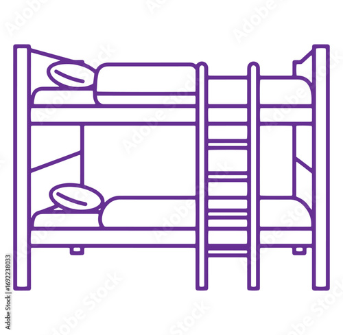 Simple vector illustration of a bunk bed with two sleeping people and a ladder.