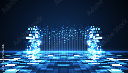 Technology background. Big data visualization concept. Information artificial neural network