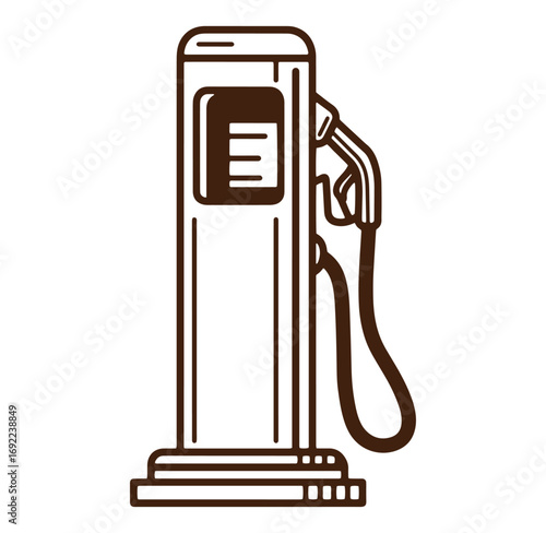 Vintage style illustration of a gas pump icon for petrol stations and fueling services