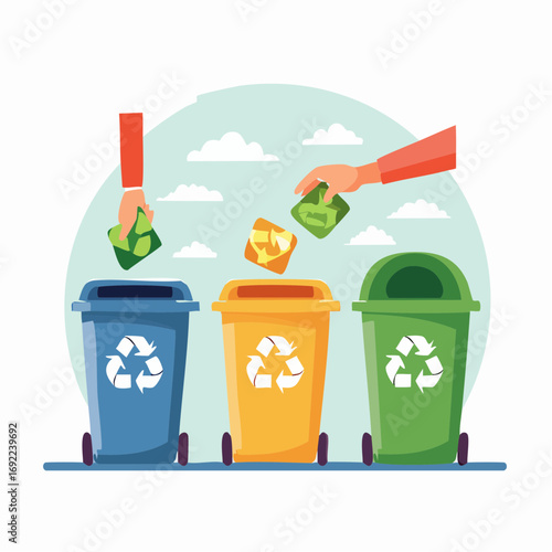 Recycling Bins With Separated Waste