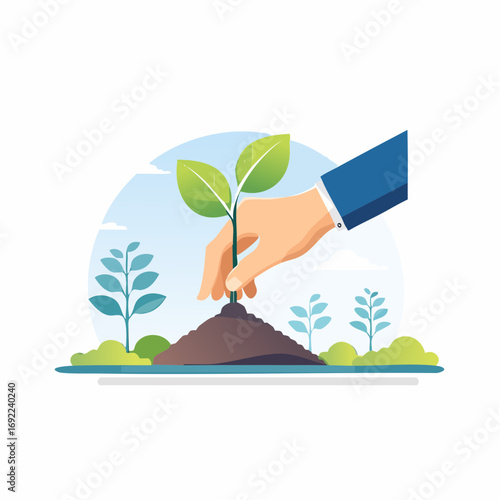 Hand Planting Young Sprout