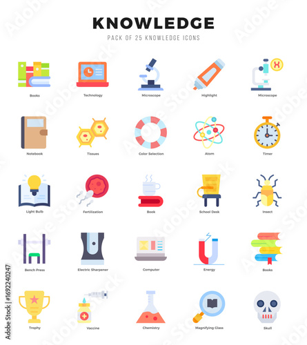 Simple Set of Knowledge Related Vector Flat Icons.