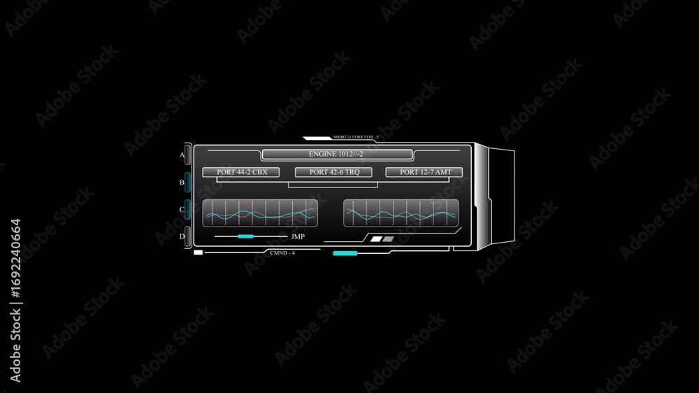 Dynamic Futuristic HUD Interface Displaying Real time Engine Data and Dynamic Futuristic HUD Interface Displaying Real time Engine Data and