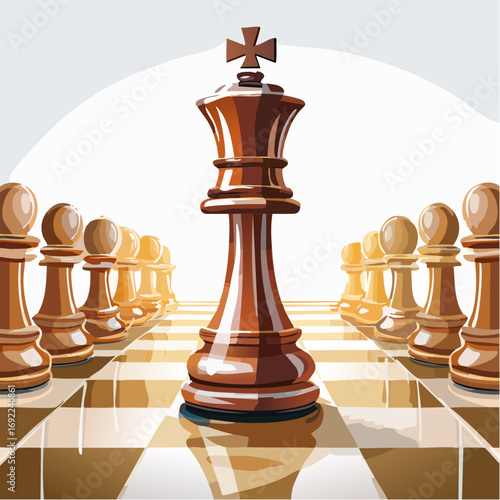 Chess Queen Leading Team On Chessboard