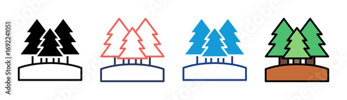 Pine Forest Icon Set Multiple Style Collection