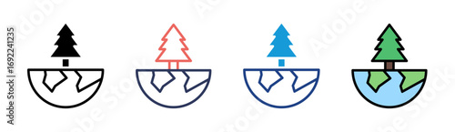 Earth Forest Icon Set Multiple Style Collection