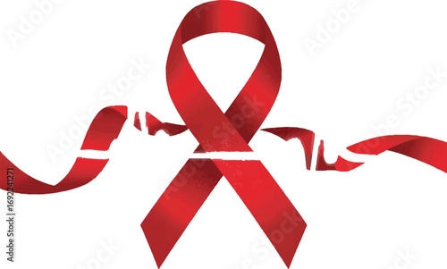 Red ribbon symbol for aids awareness isolated on transparent background