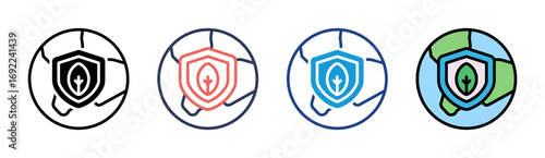 Eco Shield Icon Set Multiple Style Collection