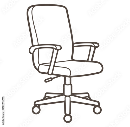 Outline illustration of a comfortable office chair suitable for work environments or design