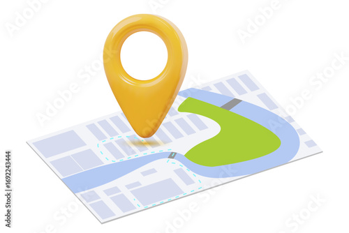 3d yellow map location pointer. Pin code icon of the geolocation map. Stock vector illustration on isolated background.	
