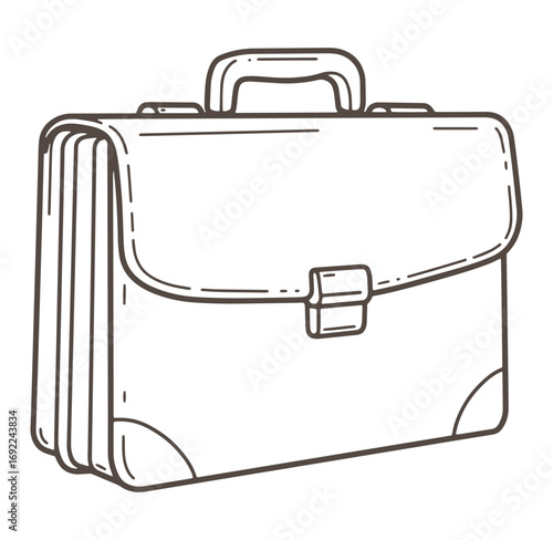 Simple hand-drawn illustration of a classic briefcase design for business and professional concepts