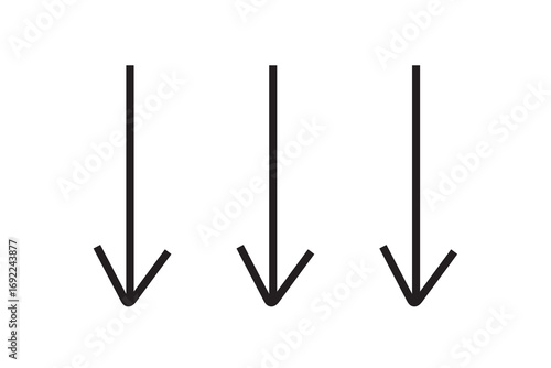 Three hand drawn arrows pointing down. Illustrations for Web or polygraphy Design