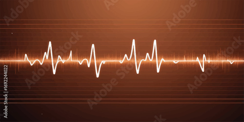 Medical heartbeat pulse wave on a dark background showing a healthy electrocardiogram graph