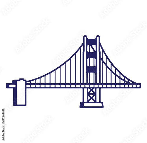 Simple outline illustration of the iconic golden gate bridge in san francisco california