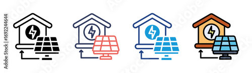Solar Power Hub Icon Set Multiple Style Collection