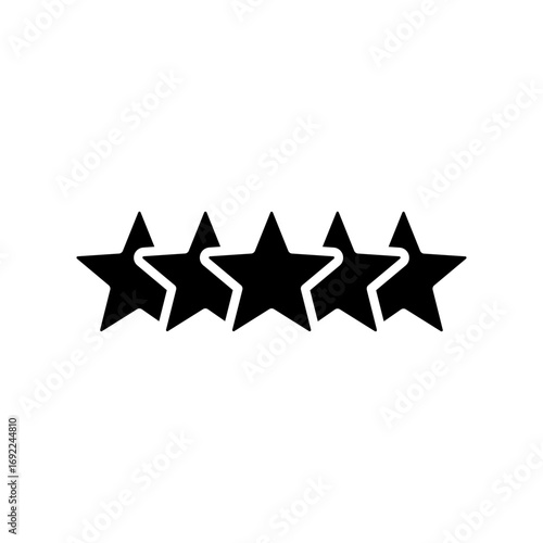 Five stars rating. Five stars customer product rating review. Yellow isolated five stars. Customer feedback. Vector 5 stars rating review.  vector illustration