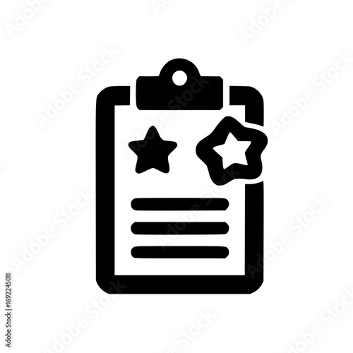 Clipboard with star icon representing top-rated tasks, priority checklist, and featured documentation