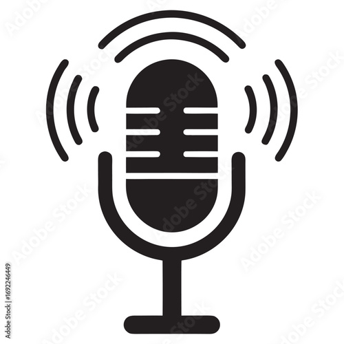 icon representing a microphone with sound waves emanating
