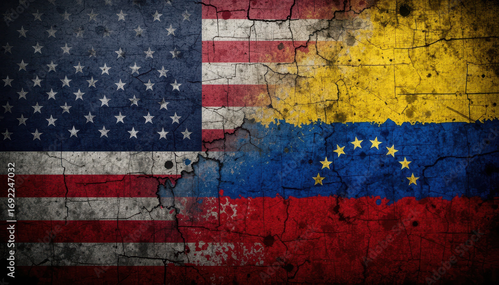 Cultural exchange through flags usa and venezuela digital art grunge background historical context