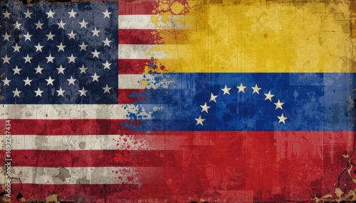 Cultural exchange event united states and venezuela flag art digital composition contemporary artistic perspective