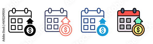 Annual Earning Icon Set Multiple Style Collection