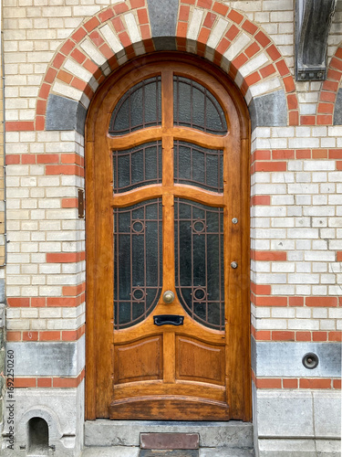 Wood and glass Art Nouveau style doors