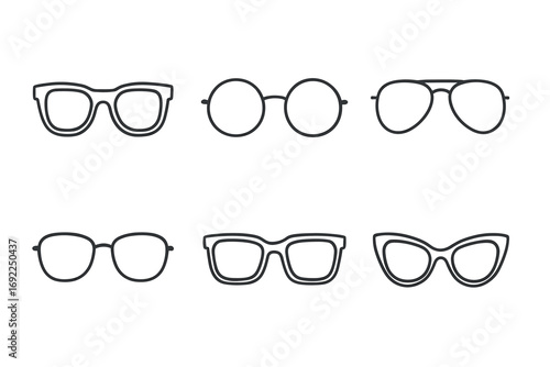 Collection of various eyeglass frames in minimalist style