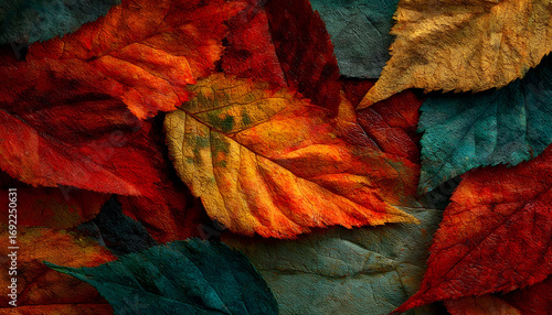 Wallpaper Mural An abstract celebration of the autumn season. A vibrant and textural composition of changing leaves in shades of red, orange, and yellow, symbolizing the quiet beauty and rich palette of fall Torontodigital.ca