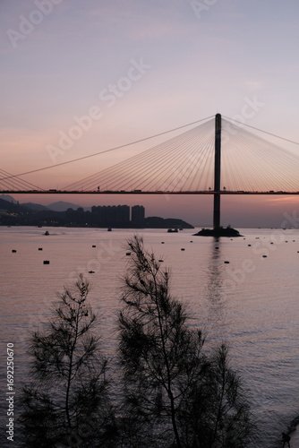 Canvas Print Hong Kong sea and bridge