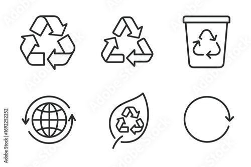 Recycling symbols and earth-friendly icons set for environmental awareness