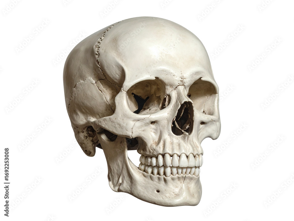 Naklejka premium human skull on white background