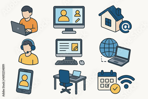 Remote Work and Online Communication Icons_simple_compose