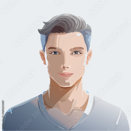 Digital Portrait Of A Man With Light Gray Hair