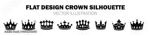 Crown icon set. Royal crown symbol collection in different thin line style. flat crown icon. Crown icon set, vector illustration.