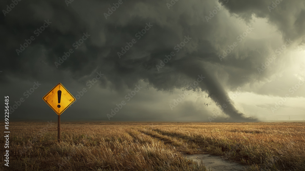 Naklejka premium A tornado warning in the field.