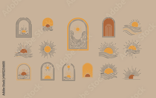 Bohemian archways and floral motifs in earthy tones