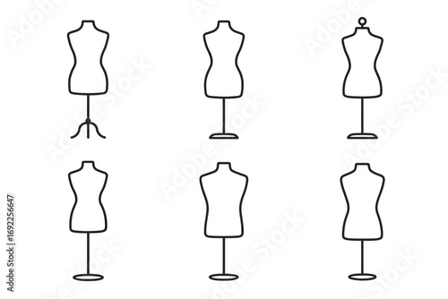 Set of six mannequin outlines for fashion design display