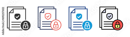Secure Document Icon Set Multiple Style Collection