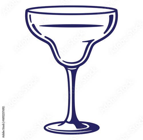Elegant dark blue margarita glass illustration perfect for drinks and cocktail concepts