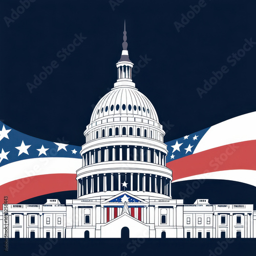 Historic independence day celebration at the u.S. Capitol washington d.C. Graphic art nighttime patriotic themes