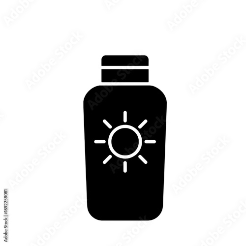 Sunscreen lotion bottle icon representing essential skin protection from harmful UV rays, vital for beach vacations and summer outdoor activities