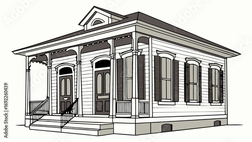 Vintage House Illustration Architectural Drawing Home Design Classic House Front Elevation Cottage Style House Facade Building Sketch Home Exterior Real Estate Illustration Architectura.