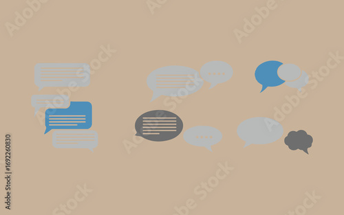 Collection of communication and data icons on a muted background