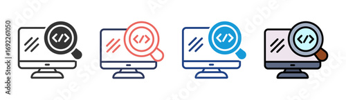 Code Review Icon Set Multiple Style Collection