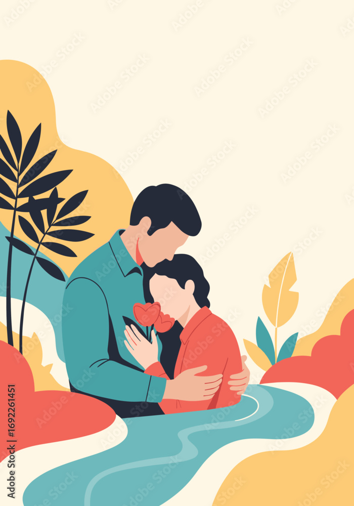 Obraz premium A tender embrace a symbol of unconditional love and deep affection for one another