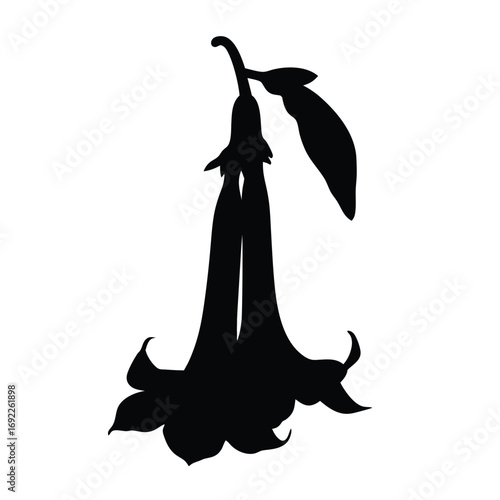 Downloadable angel trumpet flower silhouette vector graphic for diy projects and design resources use