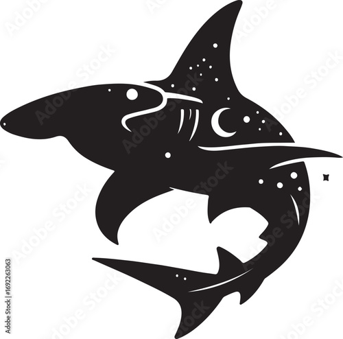 Minimalist Hammerhead Shark Vector Silhouette