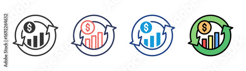 Roi Cycle Icon Set Multiple Style Collection