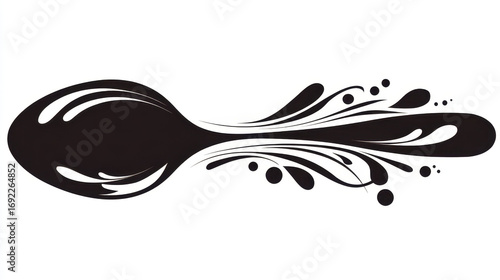 Sleek Black Fish Shape with Fluid Abstract Design and Dynamic Splash Elements for Creative Projects