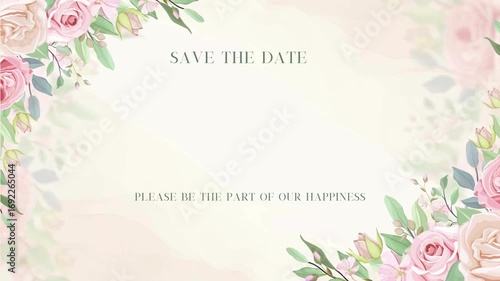 Flower corner frame appearing composition for wedding